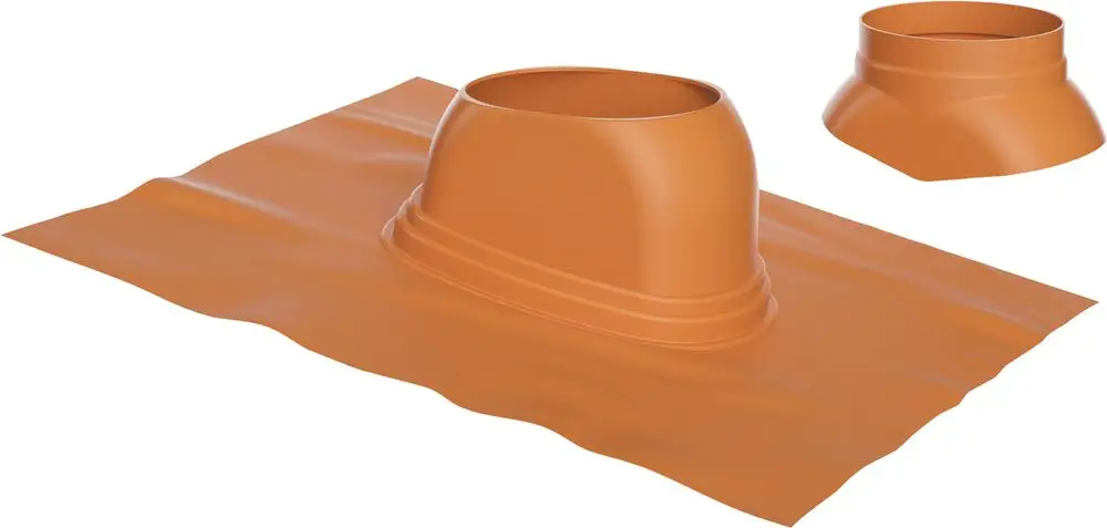 Dachziegel in orange mit einer runden Öffnung in der Mitte, die zur Verwendung mit Abgaszubehör von Bosch geeignet ist.
